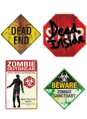 Set of 4 Small Magnetic Halloween Sign Decorations