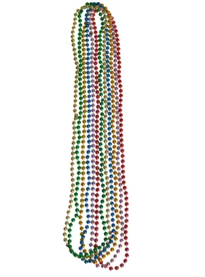 Set of 6 Multi Coloured Metallic Beaded Necklaces