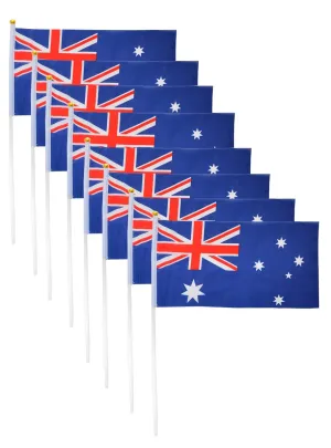Set of 8 21cm Australian Flag on Stick Australia Decoration