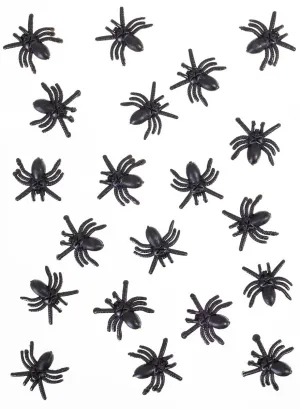 Set of Mini Black Plastic Spiders Halloween Decoration