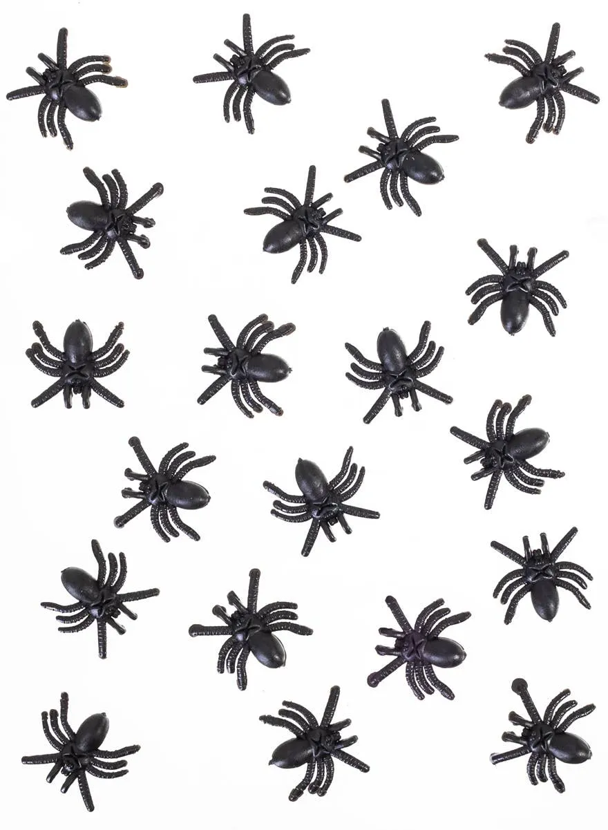 Set of Mini Black Plastic Spiders Halloween Decoration