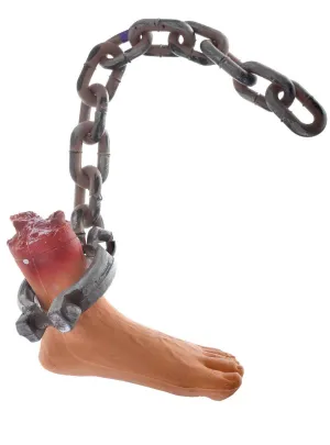 Severed Foot in Shackles Gory Halloween Prop