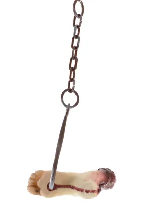 Severed Foot on Hook Halloween Decoration