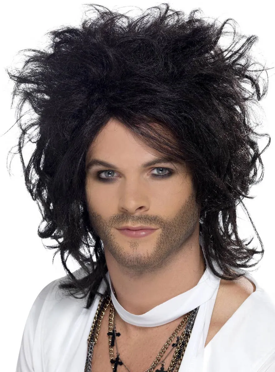 Sex God Mens Black Punk Rocker Costume Wig