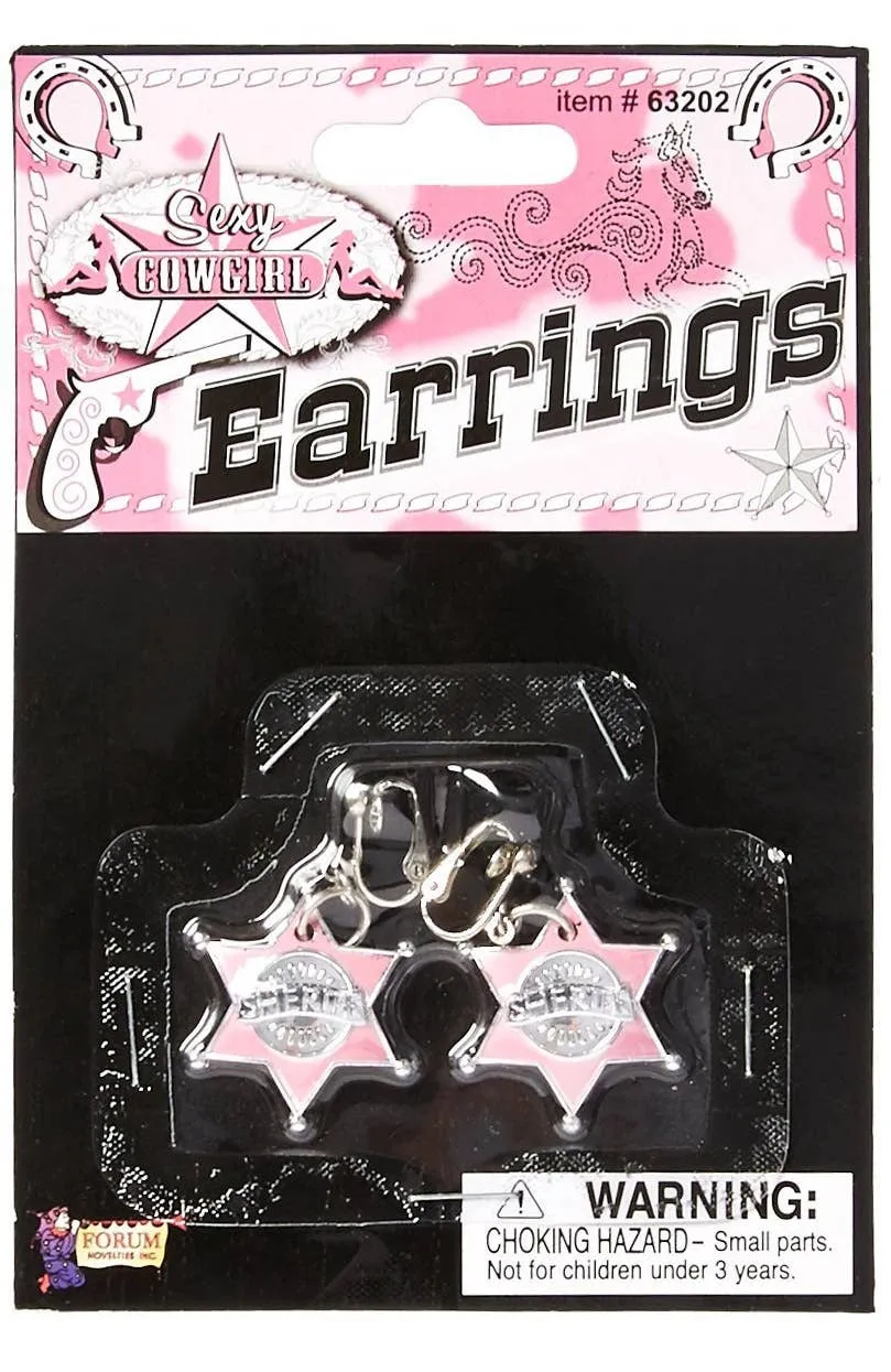 Sexy Cowgirl Sheriff Badge Costume Earrings