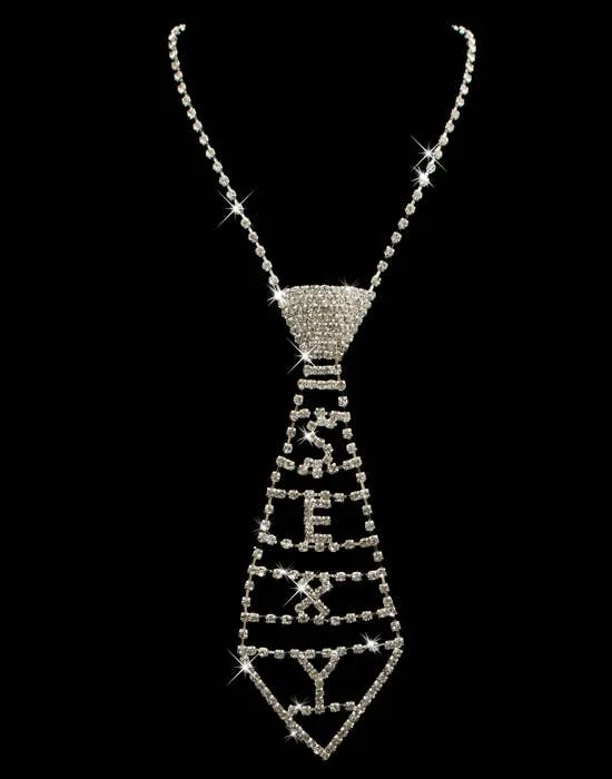 Sexy Rhinestone Encrusted Neck Tie Costume Accessory