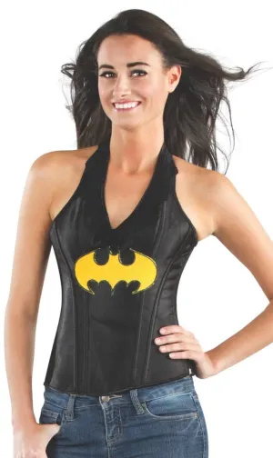 Sexy Womens Black Batgirl Superhero Satin Costume Corset