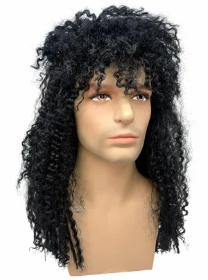 Shaggy Black 80s Rocker Mens Costume Wig