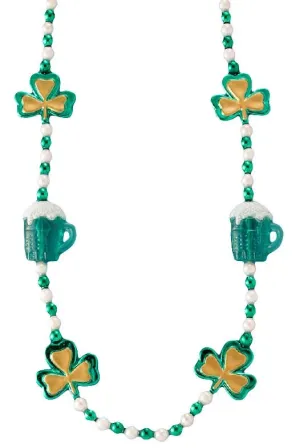 Shamrock And Beer Stein Irish Beaded Necklace