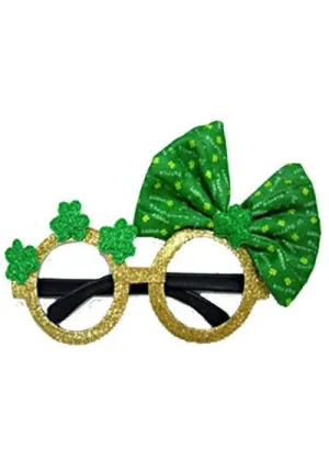 Shamrock Bow Novelty Irish Glasses Costume Accessory