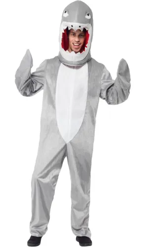 Shark Mens Hooded Animal Onesie Fancy Dress Costume