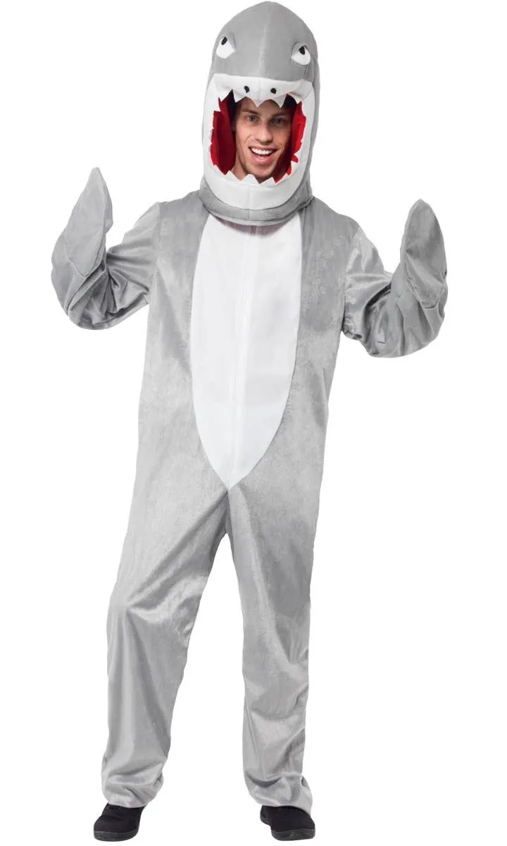 Shark Mens Hooded Animal Onesie Fancy Dress Costume