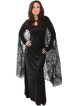 Sheer Black Spiderweb Halloween Costume Cape