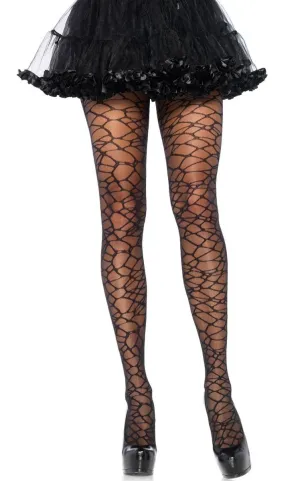 Sheer Crackle Print Halloween Pantyhose