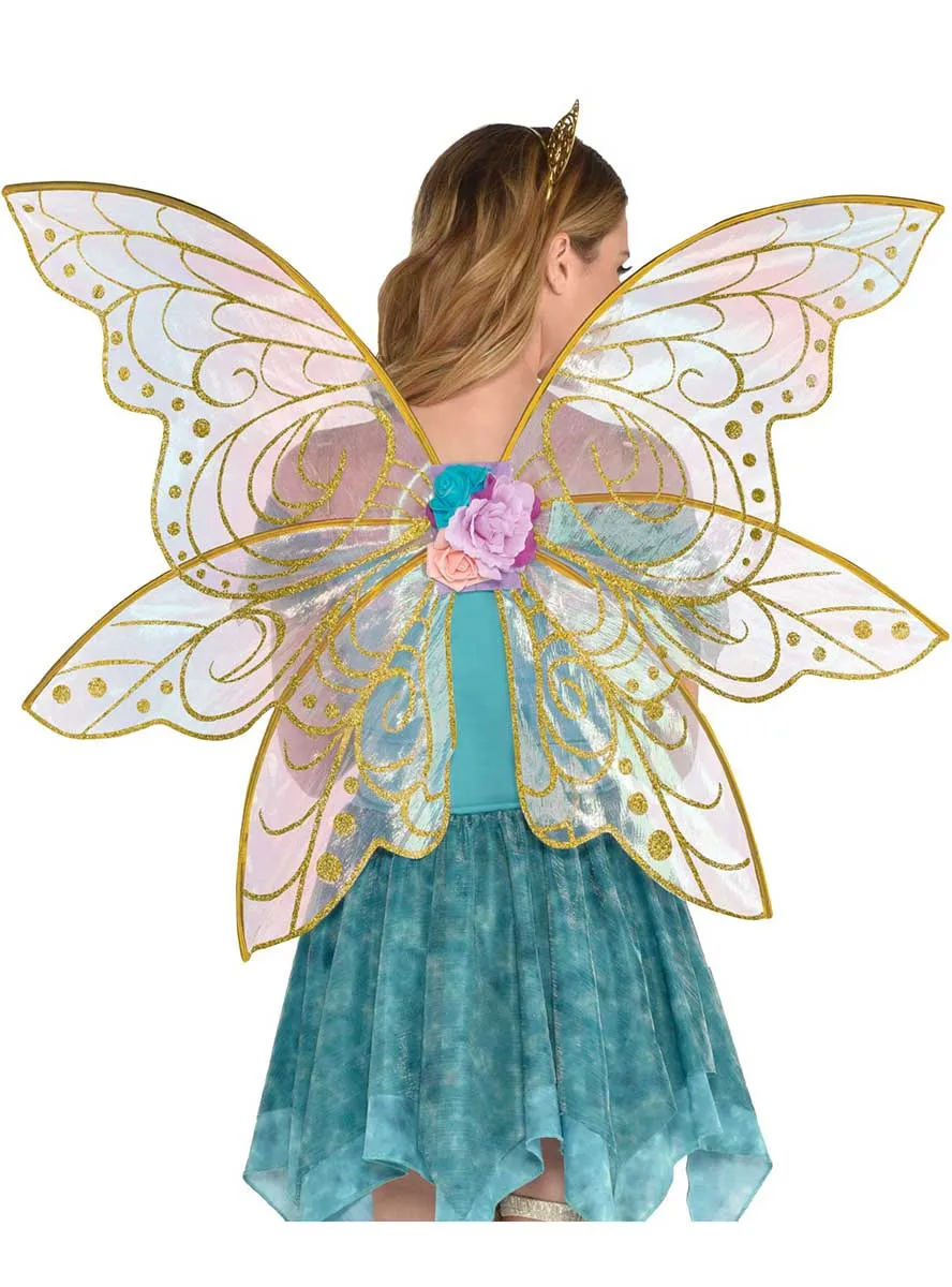 Sheer Iridescent Glitter Mythical Fairy Costume Wings