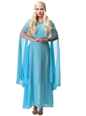 Sheer Light Blue Womens Medieval Costume Dress