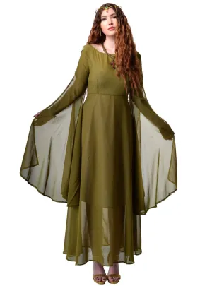Sheer Olive Green Womens Medieval Costume Dress