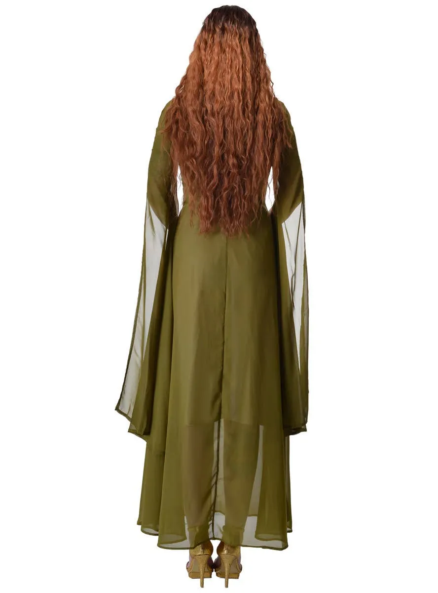 Sheer Olive Green Womens Medieval Costume Dress