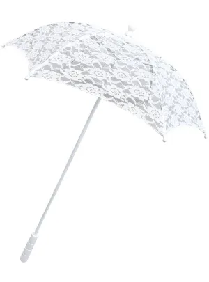 Sheer White Lace Victorian Parasol Costume Accessory