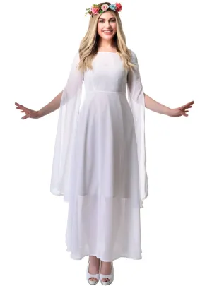 Sheer White Medieval Maiden Womens Costume Dress