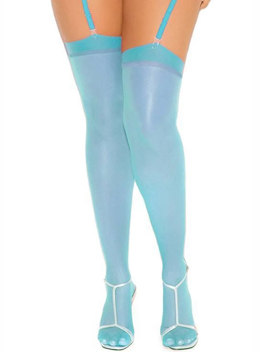Sheer Womens Sky Blue Thigh High Stockings