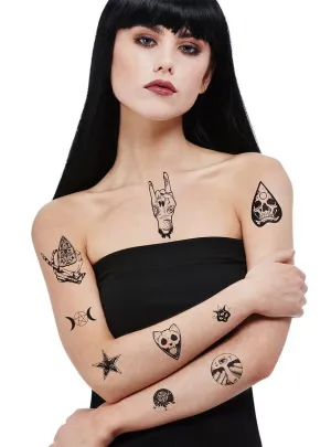 Sheet of Whimsical Occult Symbol Fake Costume Tattoos