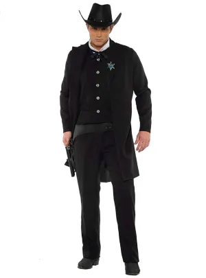 Sheriff Mens Black Wild West Dress Up Costume