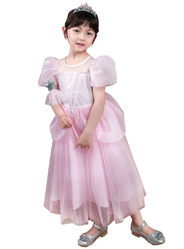 Shimmery Pink Princess Girls Fancy Dress Costume