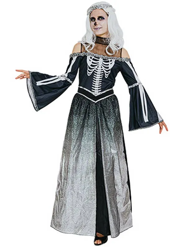Shimmery Skeleton Queen Womens Halloween Costume