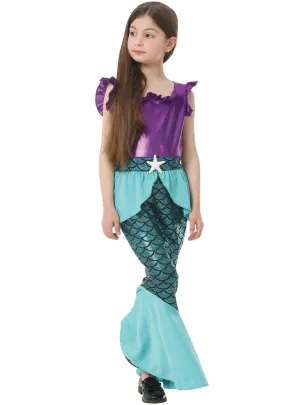 Shimmery Teal and Purple Girls Mermaid Costume