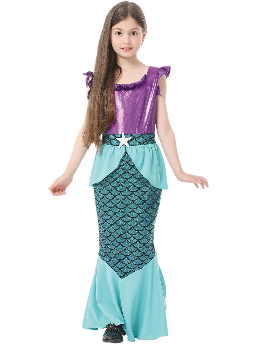 Shimmery Teal and Purple Girls Mermaid Costume