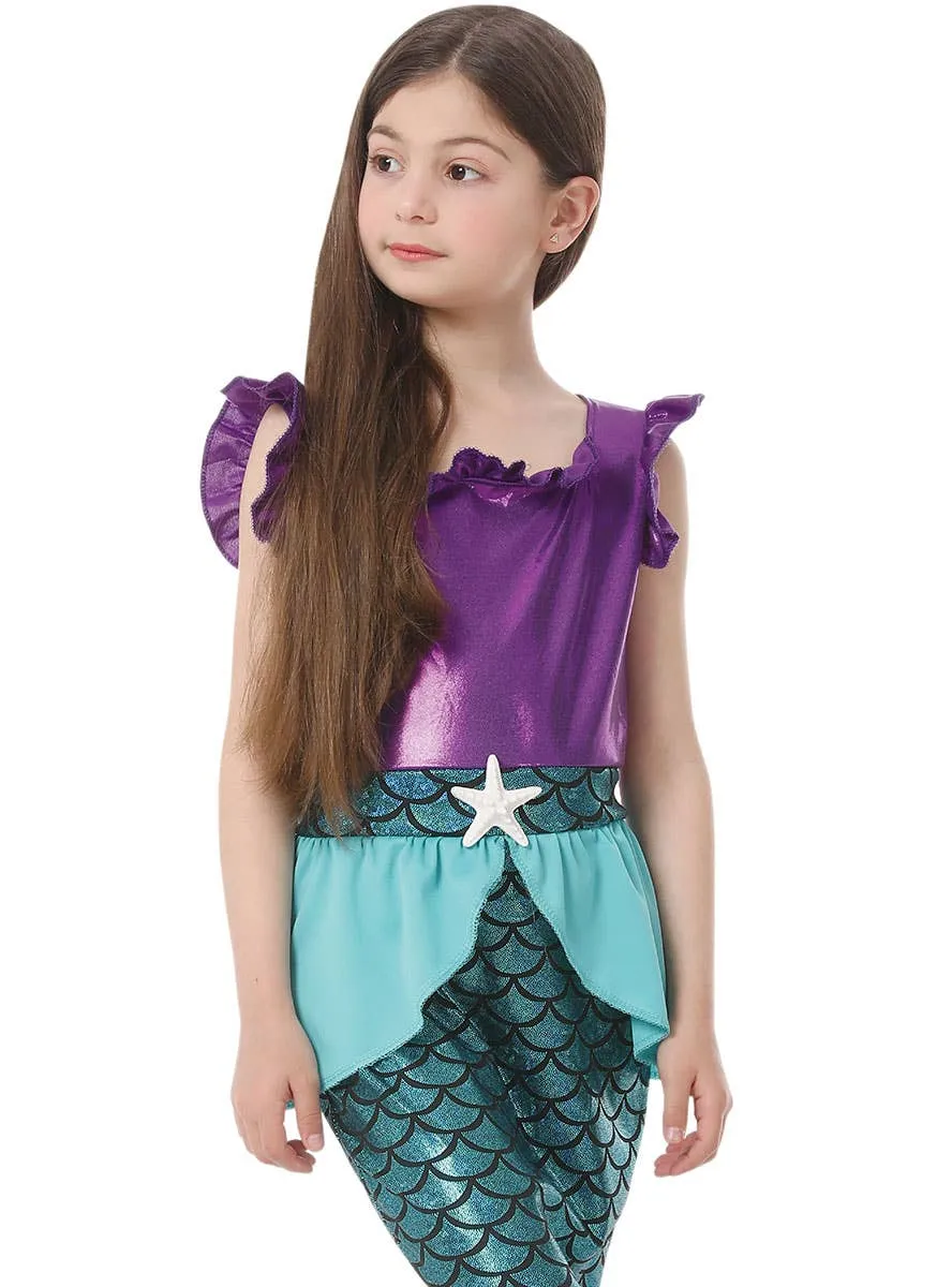 Shimmery Teal and Purple Girls Mermaid Costume