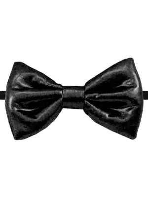 Shiny Black Bow Tie Costume Accessory