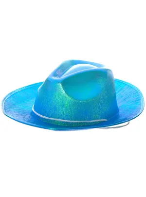 Shiny Iridescent Blue Cowgirl Costume Hat