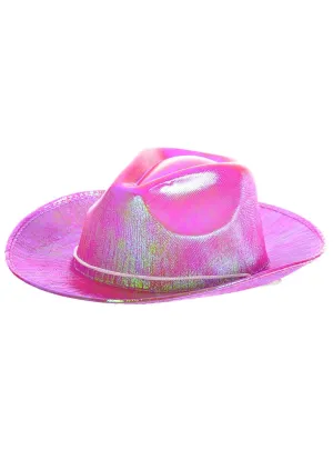Shiny Iridescent Pink Cowgirl Costume Hat
