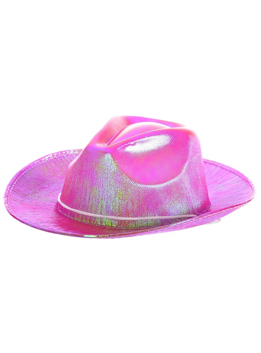 Shiny Iridescent Pink Cowgirl Costume Hat