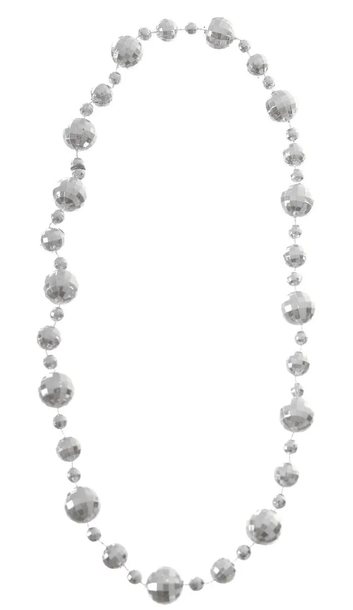 Shiny Silver 1970s Disco Ball Costume Necklace