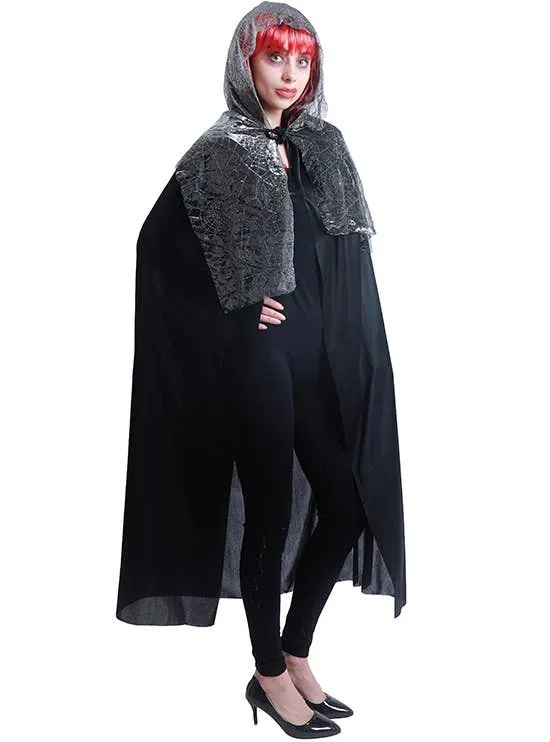 Shiny Spiderweb Witch Womens Halloween Costume Cape
