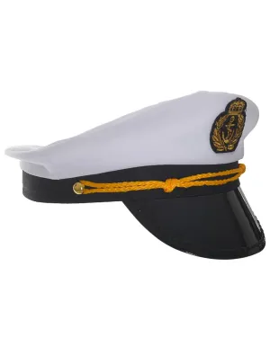 Ship Captain Adults Black and White Costume Hat