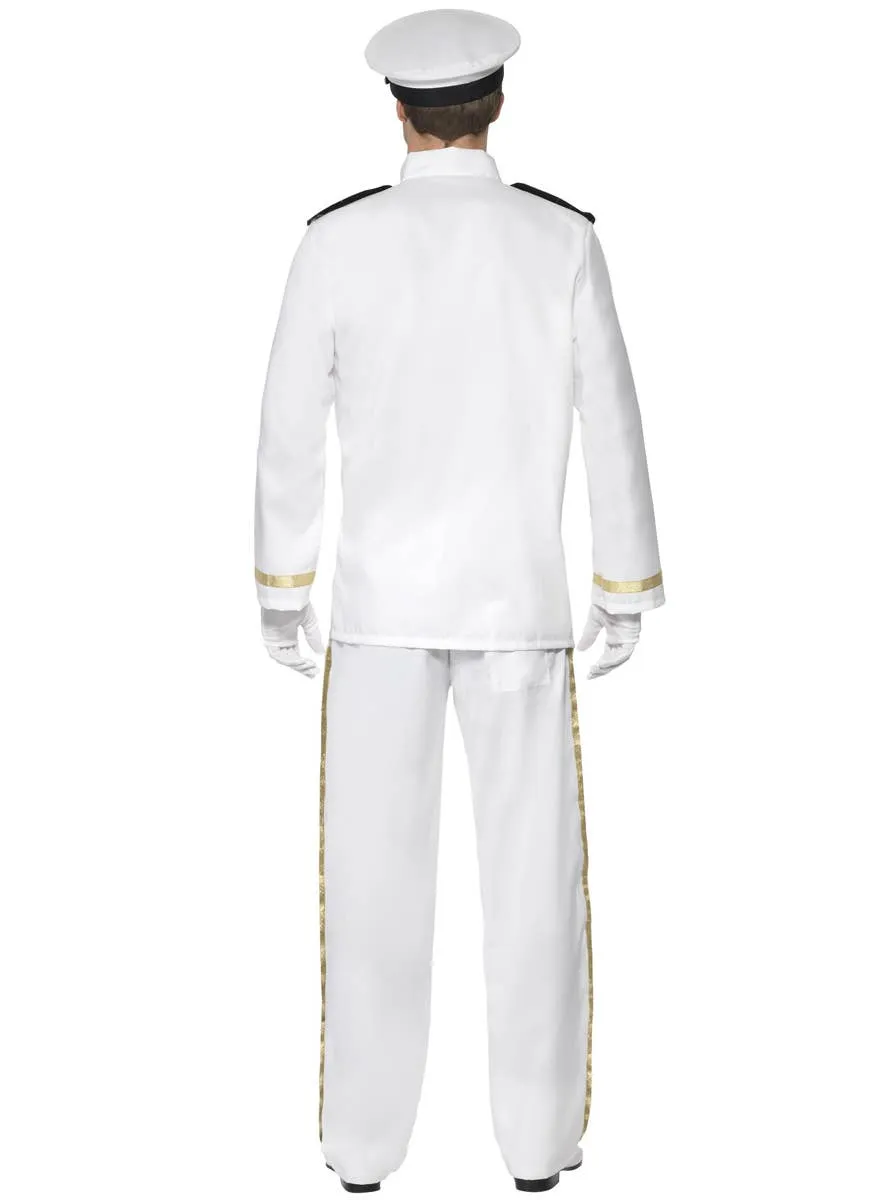 Ship Captain Mens White Suit Fancy Dress Costume