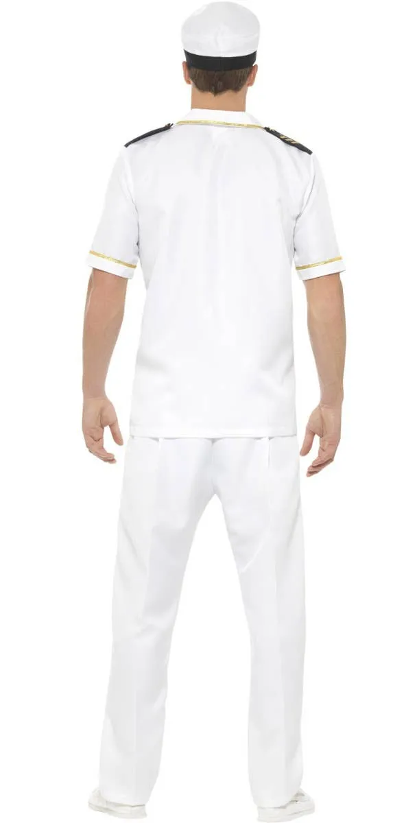 Ship Captain Mens White Uniform Dress Up Costume