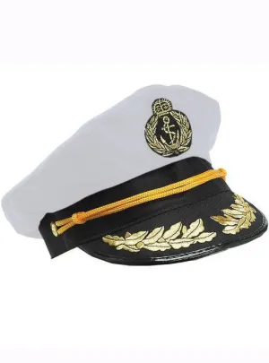 Ship Captain Unisex White Costume Hat