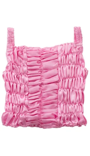 Shirred Pink Princess Girls Satin Costume Top
