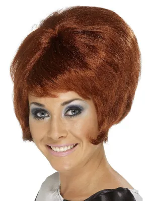 Short Auburn 1970s Womens Beehive Costume Wig
