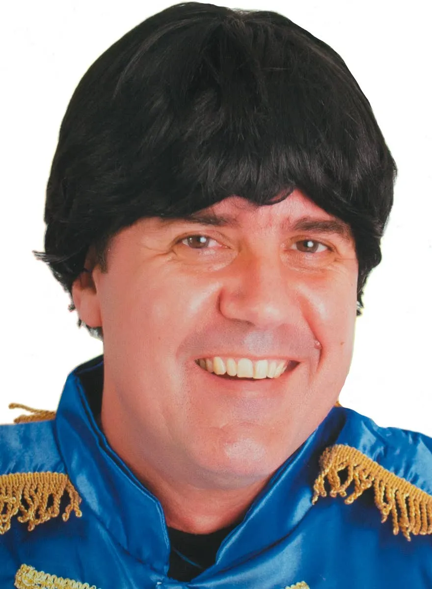 Short Black 60s Rocker Mens Beatles Costume Wig