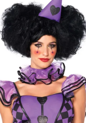 Short Black Costume Wig with Clip On Side Puffs