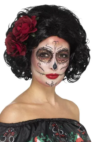 Short Black Deluxe  Day of the Dead Womens Wig