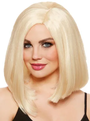 Short Blonde Womens Blunt Cut Bob Costume Wig