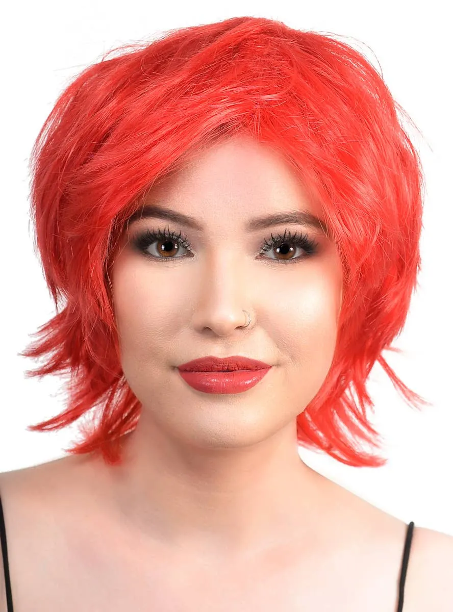 Short Bright Red Pixie Cut Womens Costume Wig