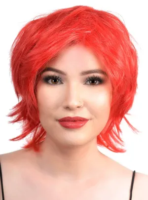 Short Bright Red Pixie Cut Womens Costume Wig